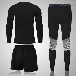 Gymkläder 3D 3st/Set Sportswear Compression Men Suits Quick Dry Running Set Clothes Sports Joggers Training Fitness Tracksuits