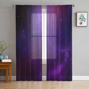 Curtain Purple Galaxy Planet Sheer Curtains Living Room Window Tulle For Bedroom Kitchen Home Decoration Voile Drapes