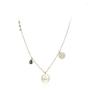 Pendant Necklaces Jeemango Classic Cubic Zirconia Rhinestone Peace Charm Necklace For Women Stainless Steel Wedding Female Jewelry D Dhqw1