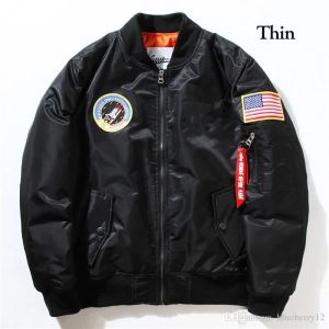 QNPQYX New Winter Jacket Pilot Jacket Coat Thin or Thick Bomber Men Bomber Jackets Embroidery Baseball Coats M-XXL