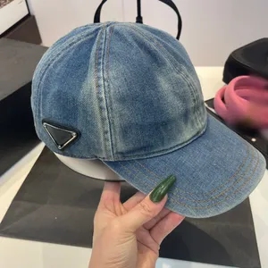 ブルーデニムメンズデザイナーキャップアンチUVマンスナップバックトライアングル印刷屋外ファッションデザイナー女性野球帽