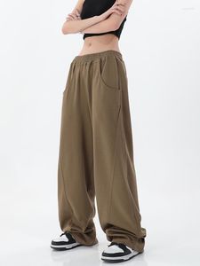 Kadın Pantolon Kadın Kahverengi Sokak Giyim Kore tarzı Gevşek Joggers kadın eşofmanları yüksek bel konforu basit temel rahat moda pantolon