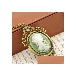 Pendant Necklaces Wholesale Summer Style Jewelry Vintage Antique Gold Queen Cameo Necklace Statement For Women Drop Delivery Pendants Dhoub