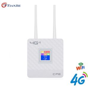 ルーターTIANJIE 4G WiFiルーターロック解除LTE SIMカードワイヤレスモデム外部アンテナWAN/LAN RJ45ポートモバイルホットスポット付きスマートディスプレイ