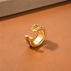French Fashion Spring Hollow Out Rotating Design Ring for Women/Men Open, comutando jóias simples de charme exclusivas