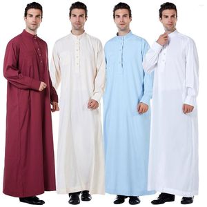 Abbigliamento etnico Musulmano Classico Jubba Thobe Islamico Arabo Caftano Dubai Abaya Camicie da Preghiera Maschile per Uomo Eid Mubarak Abito Turchia