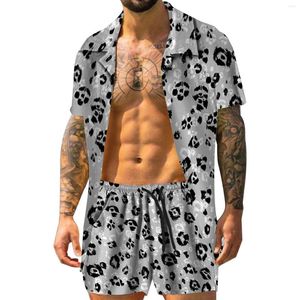 Men's Tracksuits Men's Summer Fashion Casual Hawaiianss Leopard Print Beach Seaside Boys Satin Formal Vest Set Express Suit Mens Wool