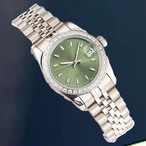 Orologio da donna con diamante zaffiro regalo per coppie Orologio automatico in oro rosa 36MM 31MM 40MM Vetro zaffiro Impermeabile Montre Inverted Ice Out Orologi verde menta in acciaio inossidabile