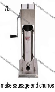 Commercial Use 7L Stainless Steel Hand Crank Vertiacal Sausage Stuffer and Churros Maker Machine1607975