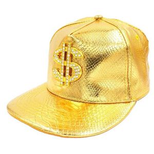 Snapbacks doitbest metalowy złoty dolar w stylu Mens Mens Baseball Cap Hiphop Cap Skórzane skórne kapelusze do snapback dla mężczyzn Kobiety G230508