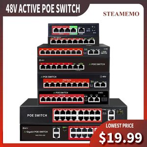 Lens SteameMo SSC -serie AI POE Switch 4/6/8/16 Ports Network Switch 90W strömförsörjning Ethernet 10/100 Mbps för IP -kamera Trådlös AP