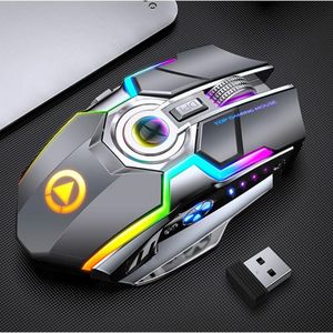 Möss trådlös mus 1600DPI uppladdningsbar Mute Gaming Mouse RGB Breathe Backlight Optical Mouse Electropated Laptop Computer Mouse