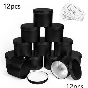 Storage Bottles Jars 12Pcs 100Ml Round Empty Aluminum Tin Jar Tea Package Box Can Sundry Ktichen Pot Gold Sier Black Metal Contain Dh3Rk