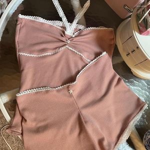 Tute da donna Completi da 2 pezzi Completi Donna chic Retro Y2K Cottage Anni '90 Vintage Pizzo Halter Top Camis Shorts Fairycore Backless Crop