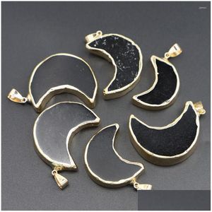 Подвесные ожерелья бренд натуральный оригинал Beautif Black Moon Crescent Tourmaline DIY Ювелирные изделия изготовление ожерелье 4 шт.