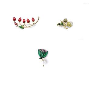 Broschen PD BROSCHE Knospe Blume Lotus Hochwertiger Öltropfen-Zirkon verziert Exquisites Geschenk Schmuck Großhandel Emaille Pin