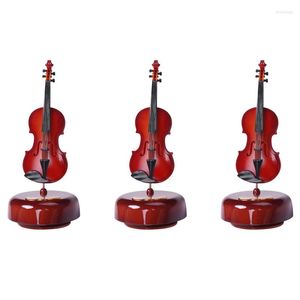 Dekorativa figurer 3x Violin Music Box Rotating Musical Base Classical Instrument Gift for Boys Girls Birthday Christmas