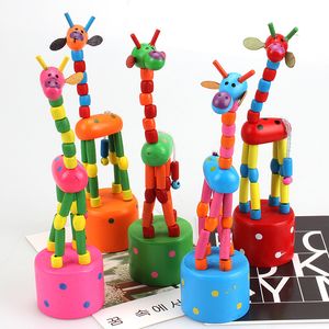 Montessori Toys Toys Teary Wooden Toys for Children التعلم المبكر لممارسة أصابع الأطفال مرنة مواد Giraffe Toy Gifts