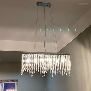 Ljuskronor Crystal Chandelier Hushåll vardagsrummet Kök matlampa Modern Enkel kreativ rektangulär