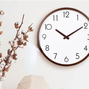 Relógios de parede relógio de madeira design moderno sala de estar vintage digital silencioso mecanismo de quartzo Relojes de pared relógio