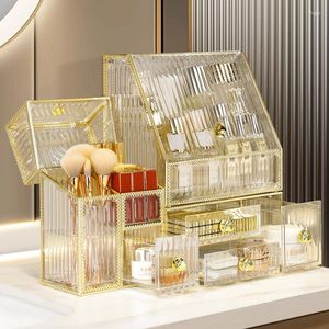 Scatole da stoccaggio Organizzatore di gioielli per la cura della pelle cosmetica Organizzazione della capacità di lusso di grande spazzola per rossetto Crystal Acrilic Box