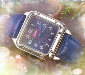 Популярные мужские цифровые цифровые цифровые часы 40 -мм квадратный корпус кожаный ремень часы Quartz Движение Chronograph Vintage Auto Date Начатые часы Montre de Luxe подарки