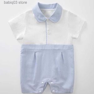 Rompers barn sommardräkt kläder nyfödda pojke romper spansk spädbarn jumpsuit övergripande baby födelsedagskläder gentleman barn småbarn t230529