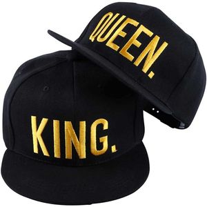 Snapbacks King and Queen 3D haftowany czapka baseballowa para Snap Hip Hop Style Flat Bill Hat Regulowany rozmiar G230529