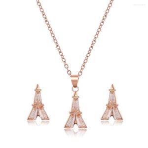 Naszyjnik Zestaw 2 kolory moda Styl Crystal for Women Eiffel Tower Biżuteria Prezenty Dziewczyna JX3030