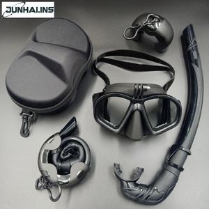 Dykmasker våtmontering låg volym dykmask härdad glas frigiven mask j-typ dykmask snorkel set med kamera montering svart 230526