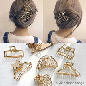 その他の新しい女性エレガントゴールドホロー幾何学的メタルヘアクローヴィンテージカニヘアクリップヘッドバンドヘアピンファッションヘア