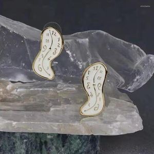 Stud Küpe Swirly Dağınık Saat Saplamaları Art Inspired Mücevher Altın Kaplama İzle Hediye Kadınlar İçin Hafıza Zamanının Kalıcılığı Cl