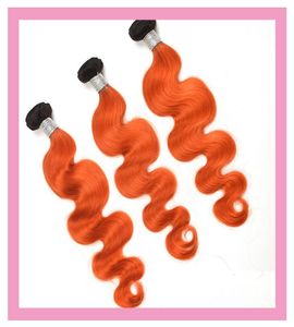 Peruwiańskie ludzkie włosy Ombre Hair Extensions Wave 1borange Double Wefts 1B Orange 100 Human Hair 3piceslot9161557