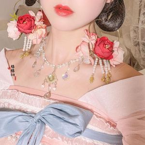 Kedjor Shell Flower Pearl Soft Gem Ancient Style Halsband Ming Tan Collar Accessory Hanfu Everything Match Fairy Girl