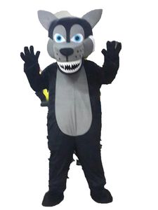 Traje de mascote novo de alta qualidade adulto publicidade publicidade preta husky lobo chique de desenho animado mascote traje de Natal mascote de halloween mascote de halloween