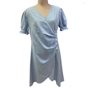 Casual Dresses Dress V-Neck Party Summer Waist Tight Cotton Linen