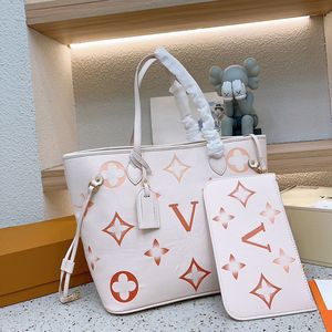 Luxus Frauen Handtaschen Designer Einkaufstaschen Hochwertige Frauen Taschen Fashion -Umhängetaschen Ledertasche 2pcs/Set Frauen Handtaschen geprägt Clutch -Taschen 32cm #pink