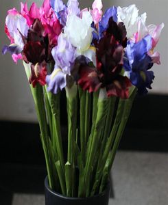 Iris falsos artificiales Flor Posy Decoración para el hogar Flores de seda de tacto real Decoración de Navidad Flores243v4425721