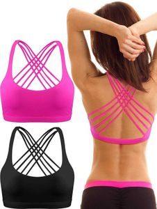 Reggiseno sportivo imbottito da donna Reggiseno incrociato sul retro Allenamento da corsa Reggiseno con spalline fitness Reggiseno confortevole senza cuciture J230529