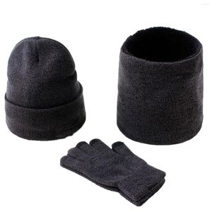 Beretti Cappelli di berretto inverno per donne Spessa sciarpa foderata di pile di corallo tappi per uomini con cappello da calore con cappellino da cranio a maglia calda 2 pcs/set