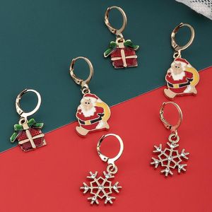 Dangle Earrings Christmas Snowflake Cartoon Gift Box Santa Claus Cute Set For Girls Jewelry 2023