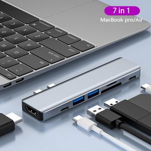 Станции 7 в 1 USB Hub C Adapter USB C Dock Station, подходящая для MacBook Pro Apple для Nintendo Switch USBC Type C 3.0 Splitter