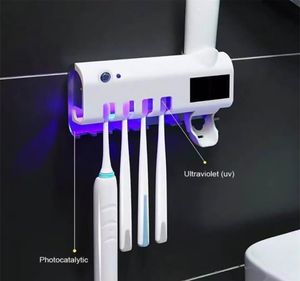 Automatic Toothpaste Squeezer Dispenser Antibacteria Ultraviolet Toothbrush Holder Sterailizer Bathroom Accessories Solar Energy T2873175
