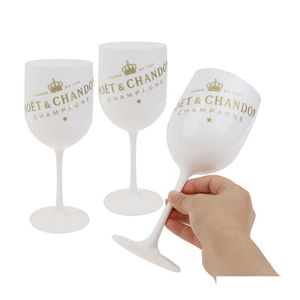 Wine Glasses 2Pcs 16Oz Plastic Goblets Acrylic Unbreakable Champagnes Wineglasses 480Ml Plastics Wineparty Drinking Cups White Champ Dhxre