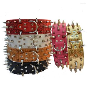 Dog Collars Alloy Horn Spike Nail Pet Collar Wolf Teeth Rivet Leather Neck Circle Chain Supplies