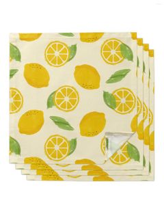 Table Napkin 4pcs Yellow Fresh Fruit Square 50cm Party Wedding Decoration Cloth Kitchen Dinner Serving Napkins