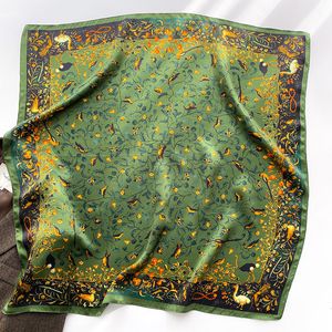 Sarongs 100% real silk scarves women scarf spring printed wrap shawl leaf square Hair Foulard Neckerchief Hijab Pashmina bandanna 230526