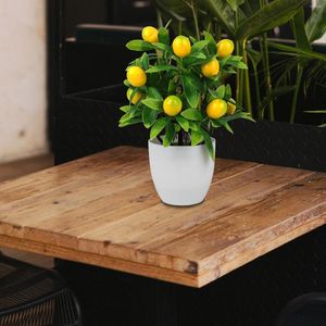 Decorative Flowers Mini Potted Plant Simulation Artificial Kumquat Tree Fake Plants Plastic Decorate Home Decoration Pots