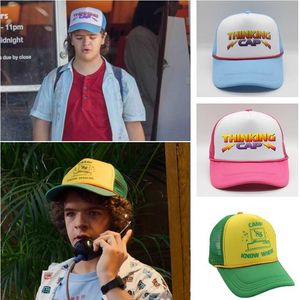 Snapbacks Stranger Things Season 4 Cosplay Thinking Cap Dustin Baseball Cap Retro Mesh Thinking Hats Adjustable Adult Unisex Hip Hop Hat G230508