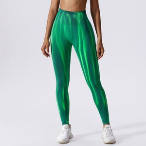 Kvinnors leggings slipsar färgade sömlösa tryckta yogabyxor för kvinnor höftlyftande sport hög midja fitness tights gym träning